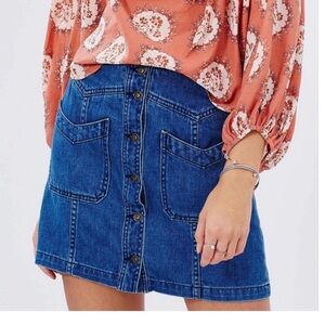 Free People Come a Little Closer Jean Skirt - Size 8